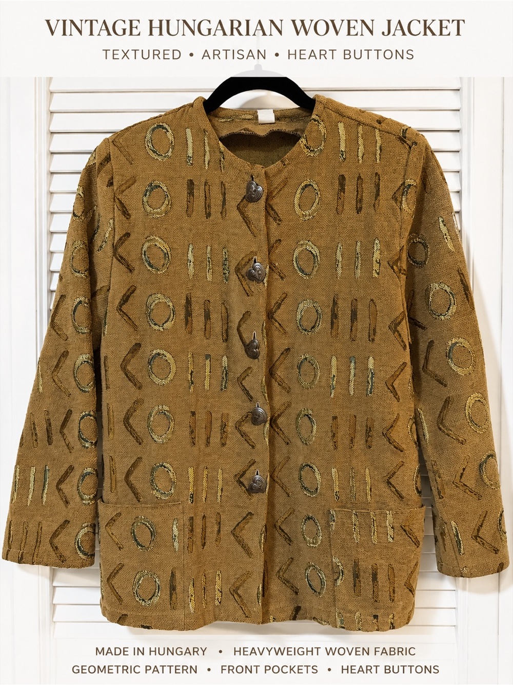 Vintage Hungarian Textured Cotton Jacket Artsy Boho Blazer